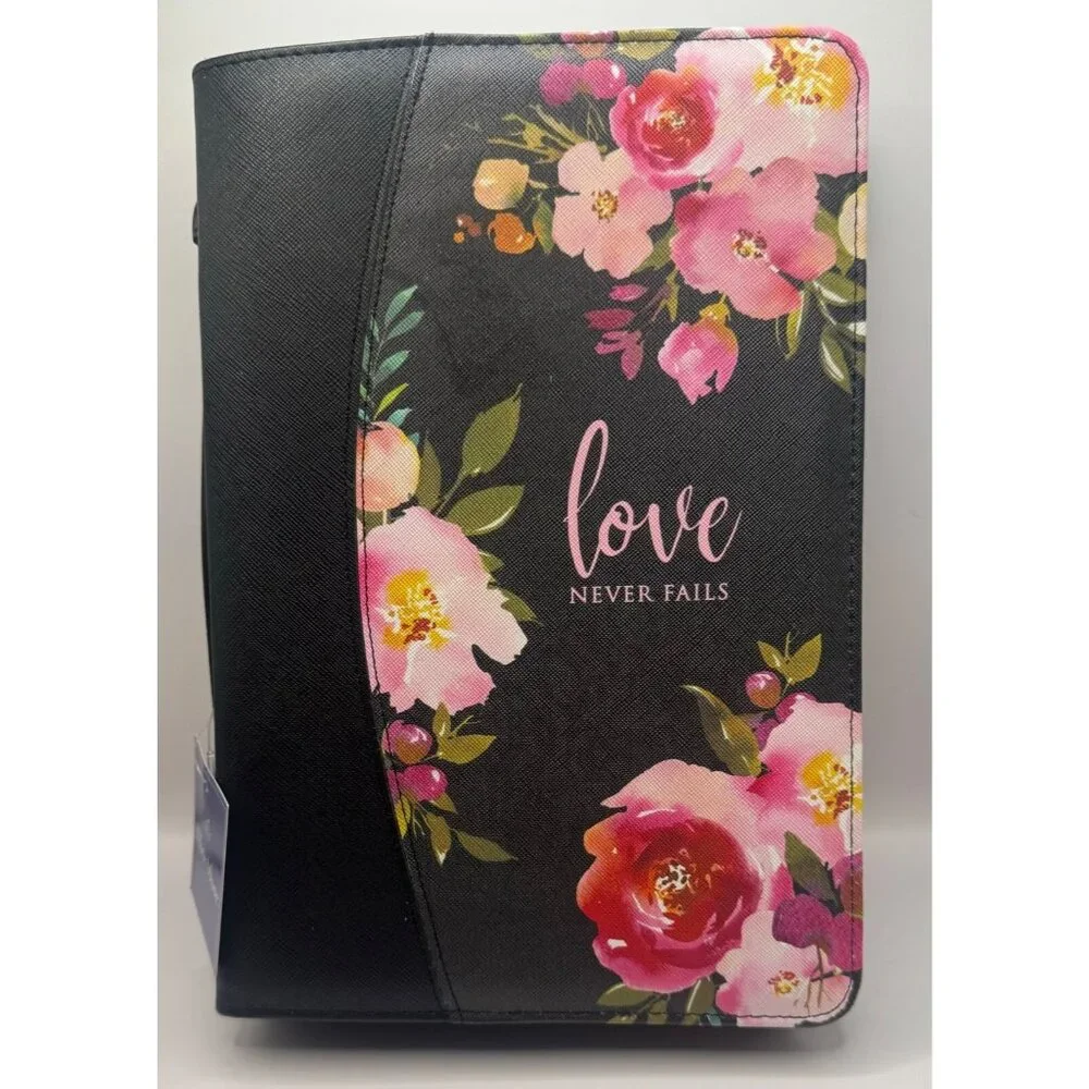 rose front bible cover regular size with pockets on the inside